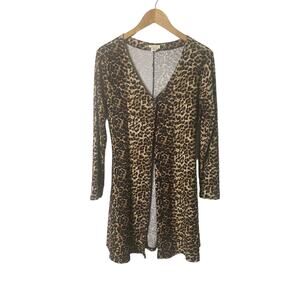 Yelete Women's Animal Print Button Long Cardigan Size Medium